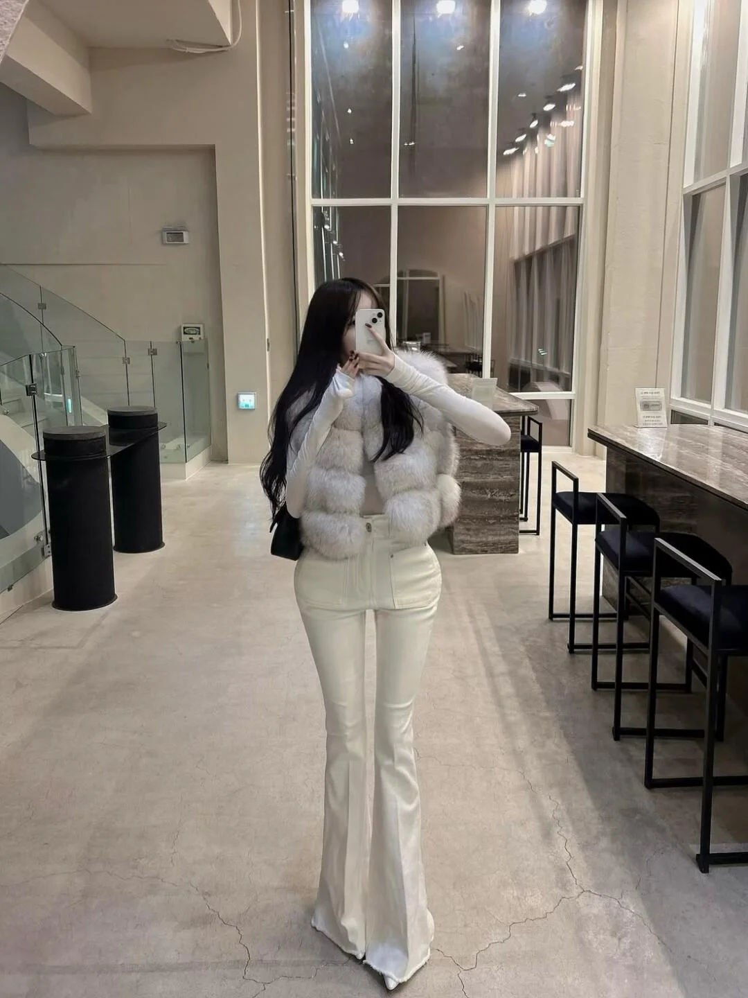 

High Waist Slimming Long Pants Women's Fashion Korean Style White Elastic Stretchy Pure Color Micro Flared Floor-Length Trousers