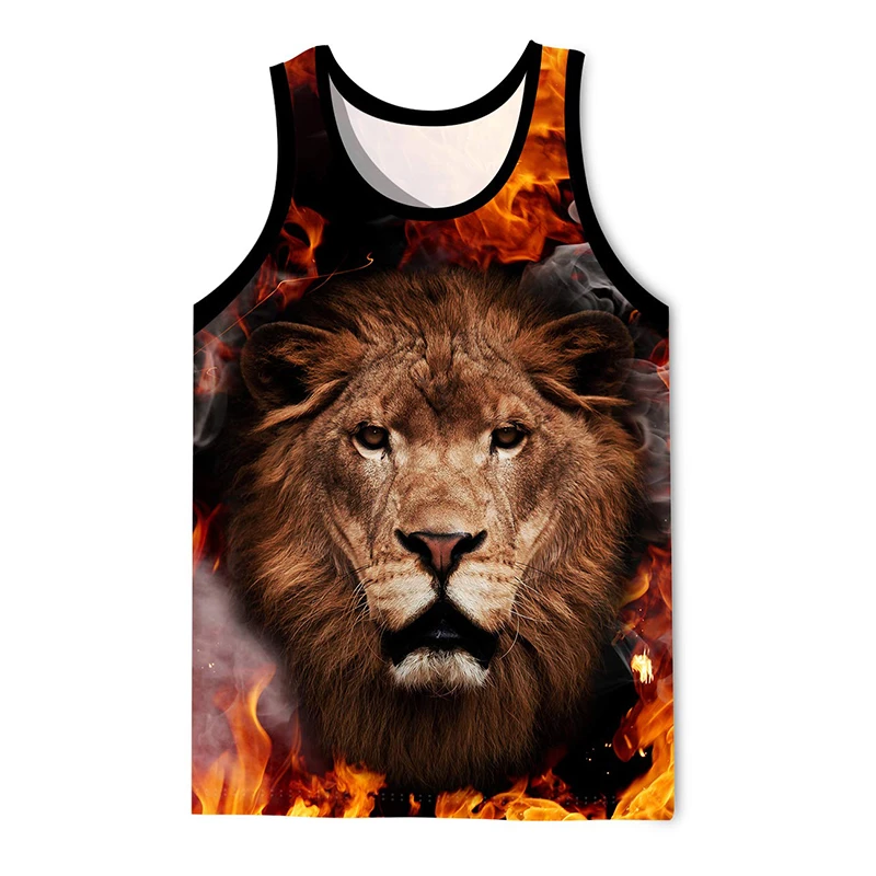 Animal Lion Wolf Pattern Tank Top Gym Tshirt 3D Printed Men Summer Streetwear Basketball Vest Quick Drying Sleeveless Y2k Tops