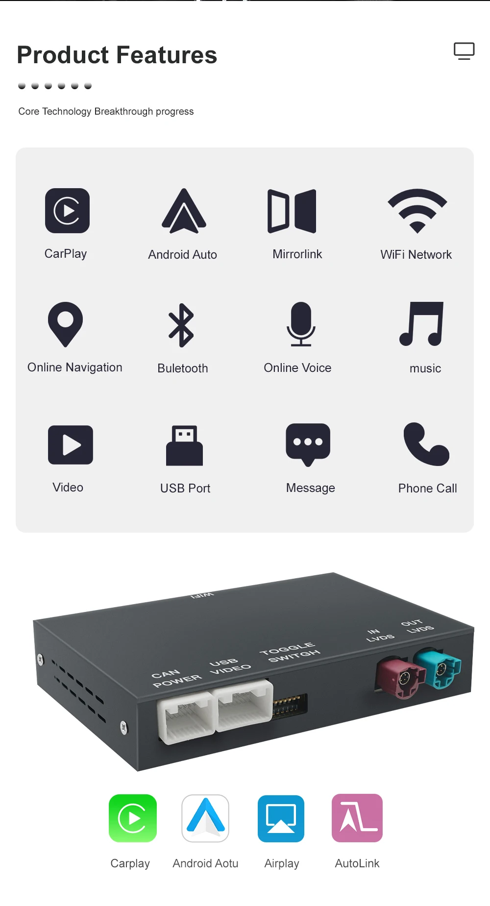 Kabelloses CarPlay Android Auto für BMW 1er 2er Serie F20 F21 F22 F23 F45 2011-2020 NBT EVO mit MirrorLink AirPlay Rückfahrkamera – Detail 4