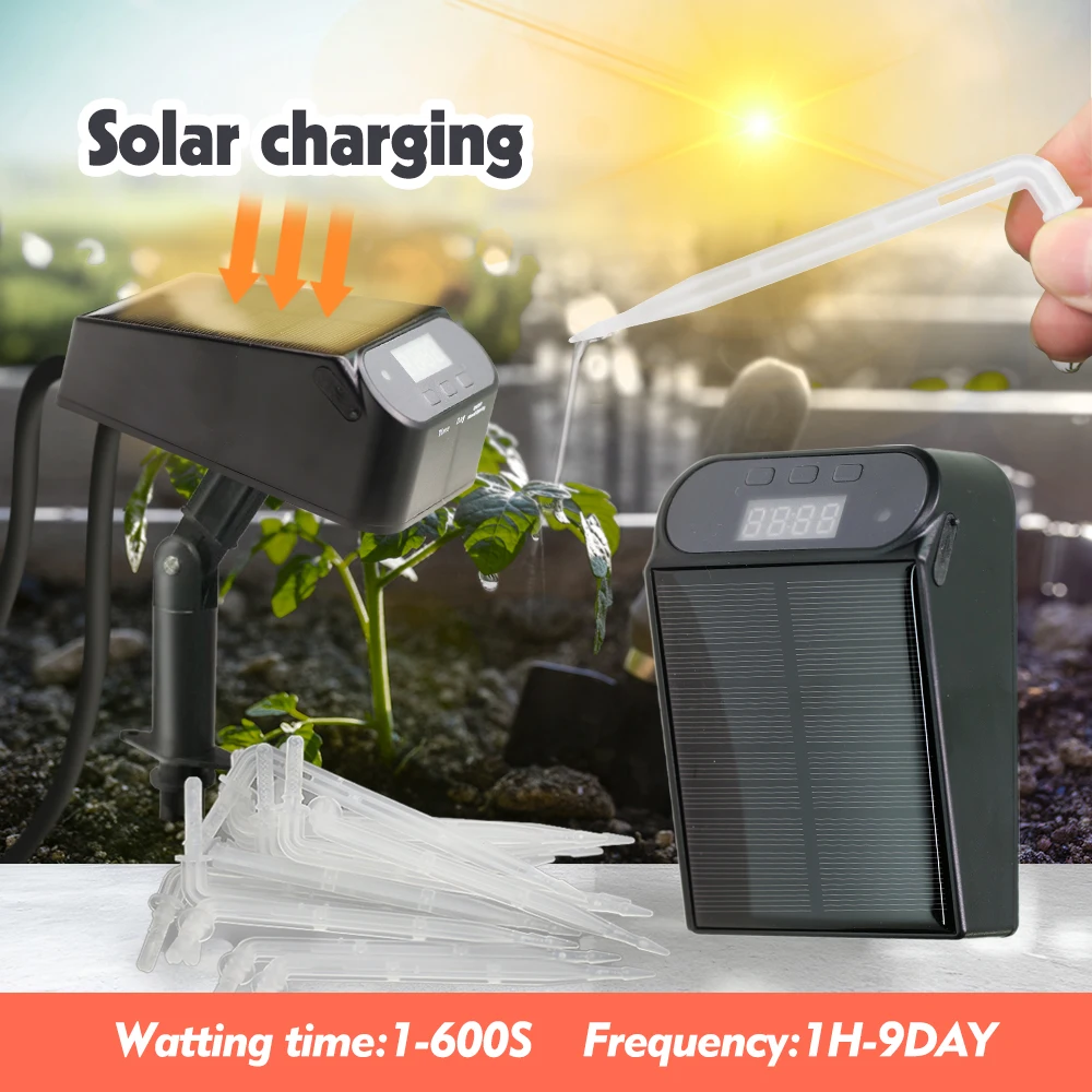 Garden Mini Solar Timer Automatic Drip Irrigation Kit Solar Powered for Balcony Potted Plants Watering System Dropper Fittings