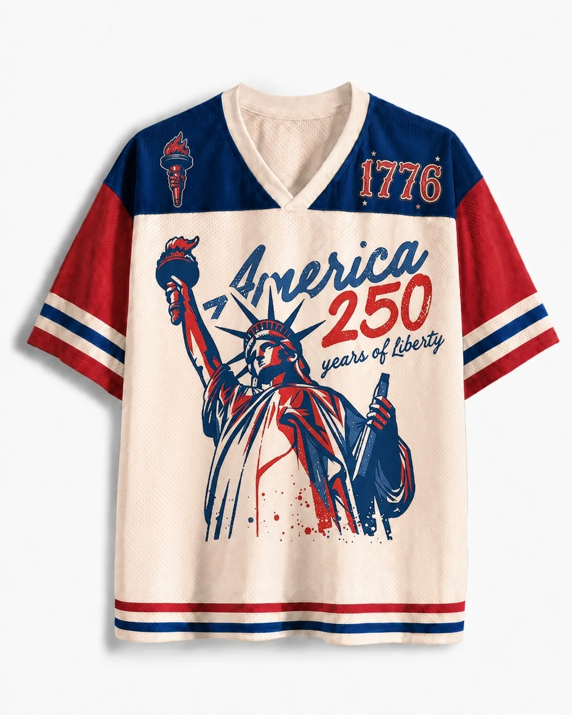 2026 Neues Amerikanisches 250-Jahres-Jubiläums-Herren-T-Shirt Bedrucktes T-Shirt Mode V-Ausschnitt 3D Lässiges Outdoor Alltags-Sport-T-Shirt für Erwachsene