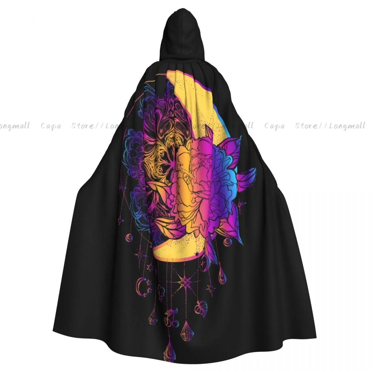 Cosplay Medieval Boho Chic Tribal Dreamcatcher Moon With Peony On Sun Pendants Hooded Cloak Capes Robes Jackets Coat Carnival