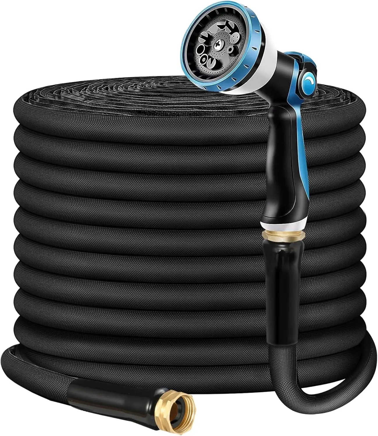 

Non-Expandable Garden Hose 100feet, Flexible Water Hose with 10 Function Hose Nozzle, Lightweight, Tangle Free, Rust Proof fo