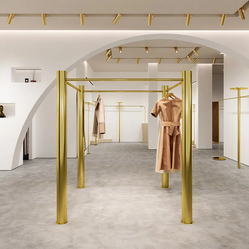 

Стеллаж для демонстрации одежды в магазине: напольный, от пола до потолка, из нержавеющей стали и титана, подвесная вешалка для одежды Nakajima, специальная модель