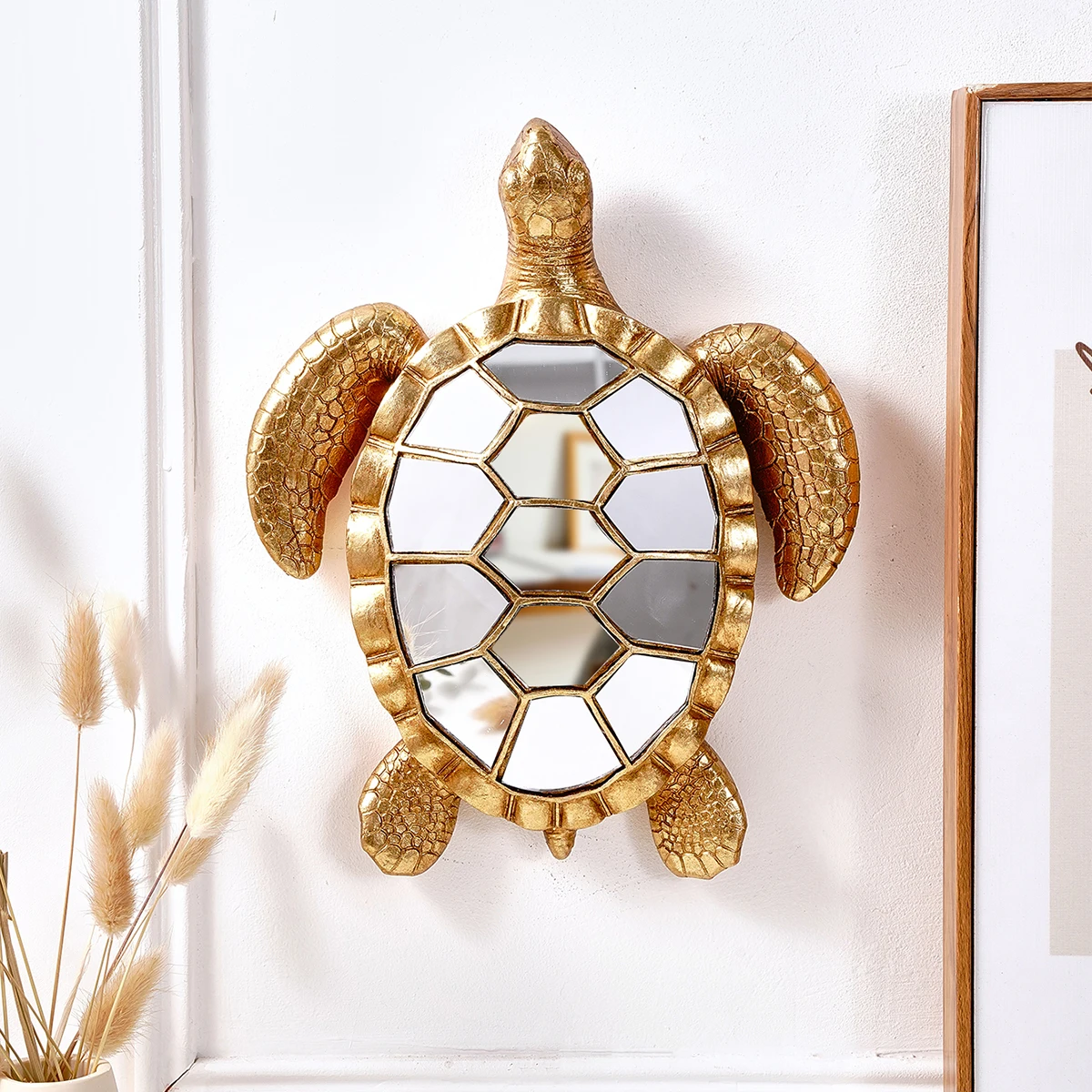 

1 шт., зеркало, черепаха, материал из смолы, украшение для дома, настенное украшение, семейная вечеринка, домашний дом с животными, креативное подвесное украшение