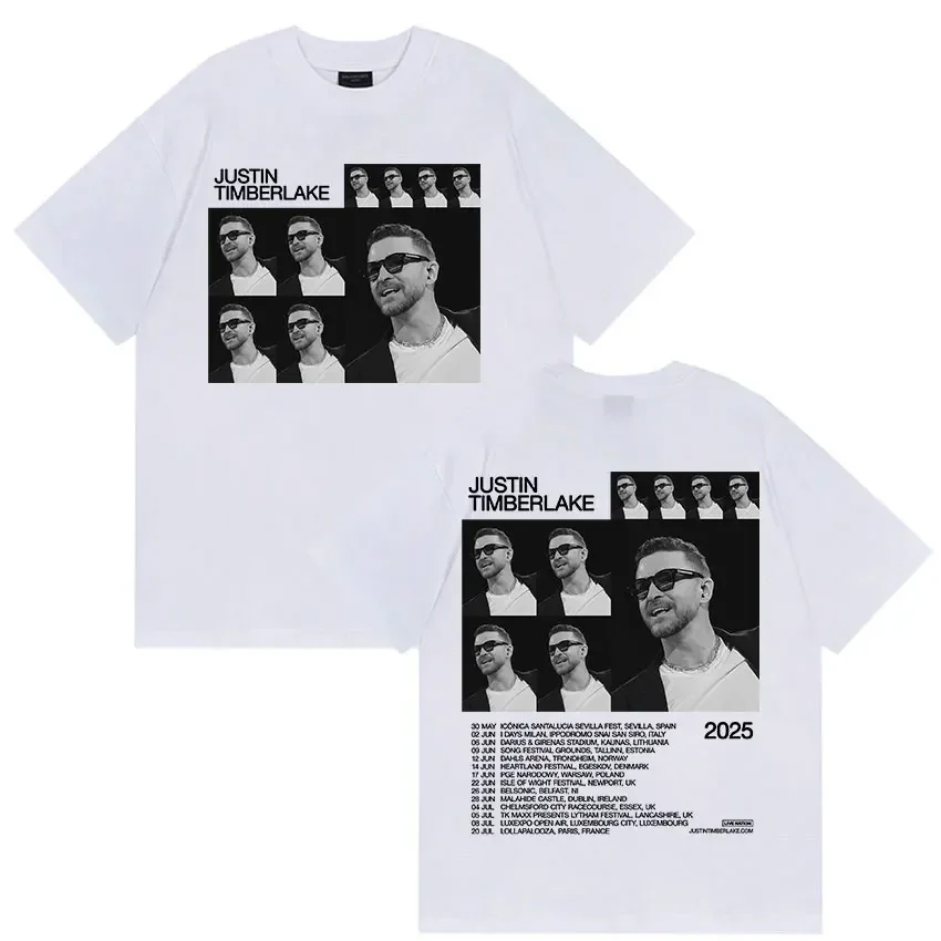 Justin Timberlake Forget Tomorrow World Tour  2025 T Shirts Men's Hip Hop Vintage Style Fashion Short Sleeve T-shirt Streetwear