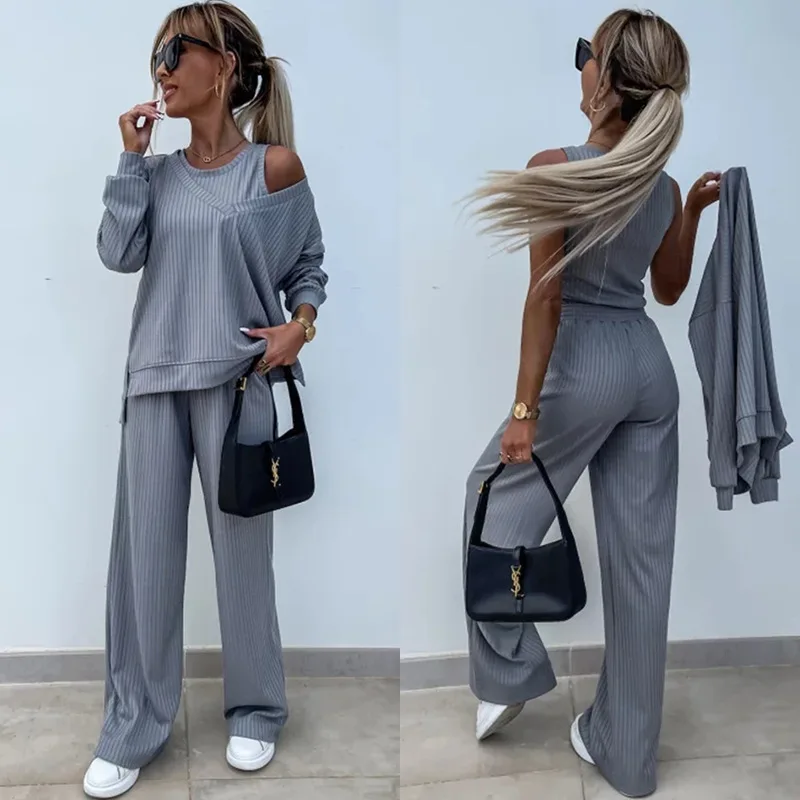 Two Piece Sets Pant Set Tracksuit Women Jogger Y2k Sweatshirts Autumn Winter Sports Elastic Waist Streetwear Pants Matching Sets