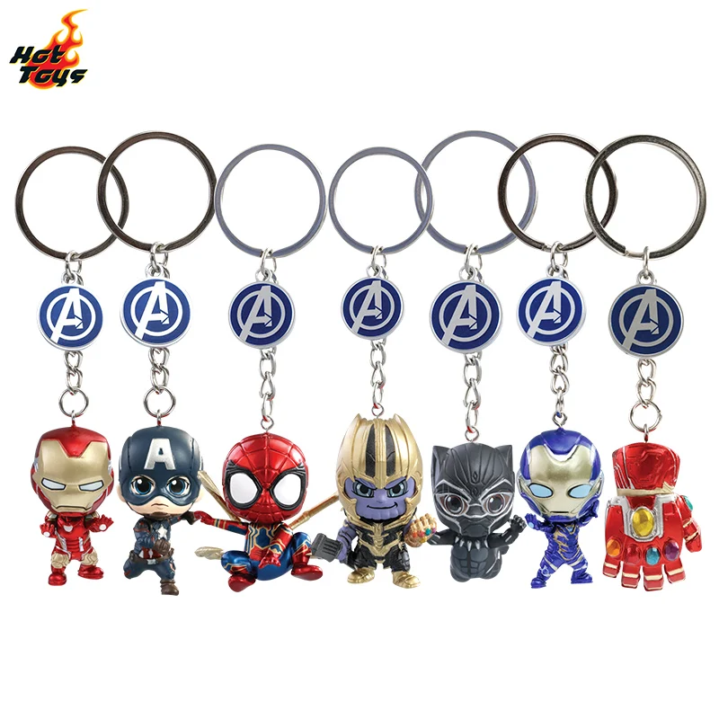 In Stock Original Hottoys HT PKEY108~163 Marvel Avengers Iron Man Captain America COSBABY Keychain Small Pendant Birthday Gifts