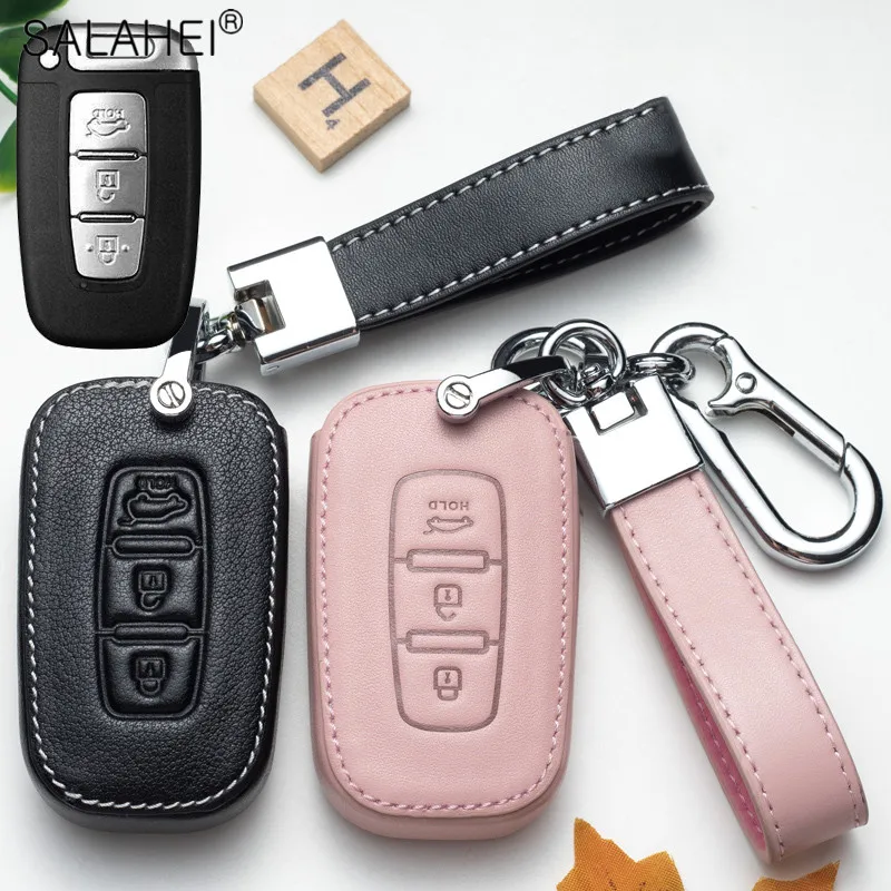 Leather Car Key Remote Cover Full Case For Hyundai Solaris HB20 Veloster SR IX35 Accent Elantra Creta i20 i30 ix35 Accessories