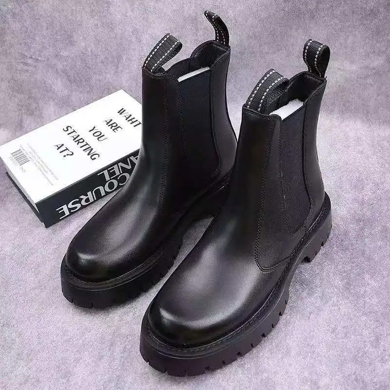 England style mens fashion high motorcycle boots black white platform shoes cowboy original leather boot long knight botas male