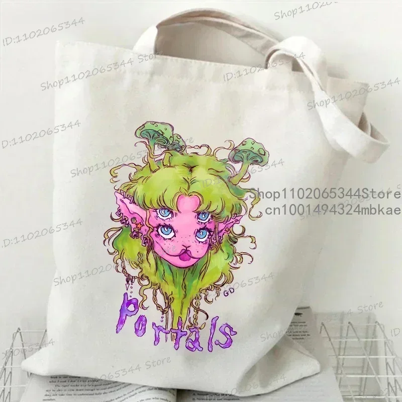 Melanie Martinez Women Canvas Tote Bag Vintage Y2K Aesthetics Shoulder Bag Singer Music Shopping Bag Melanie Martinez Handbag