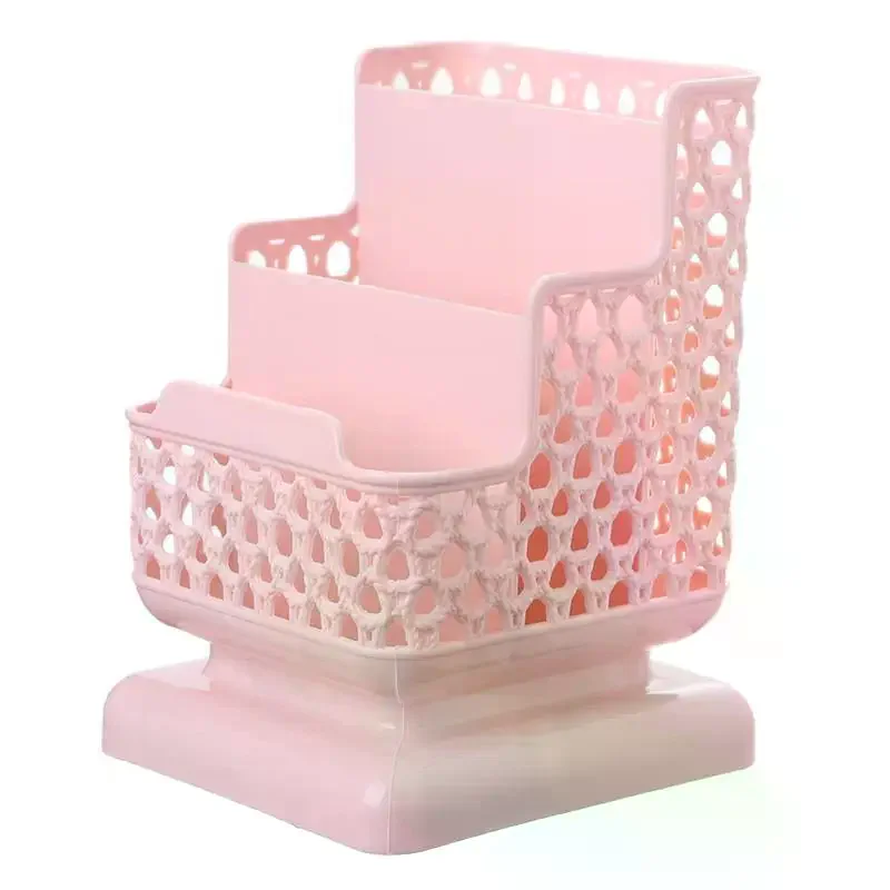 Multi Compartment Pen Holder: Plastic Hollow Phone Stand Slot Home Office School Desktop Storage