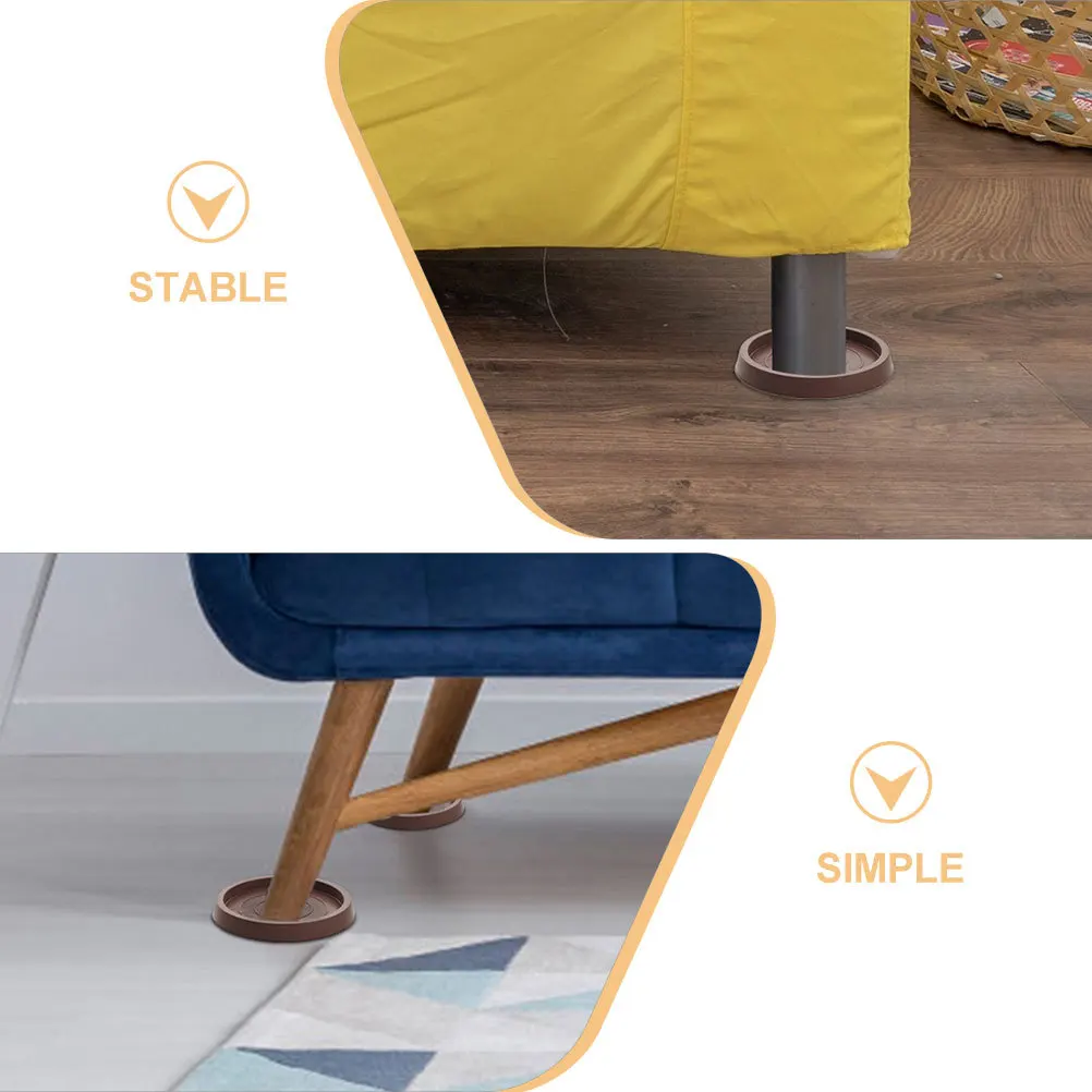 

8 Pcs Cup Coasters Furniture Mat Protective Pad Leg Pads Non-slip Rubber Foot Brown Table Round Cups for