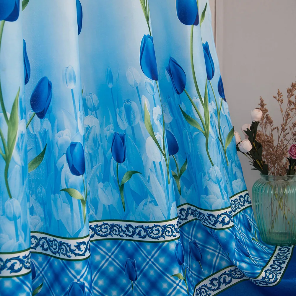 

1x2m Jacquard Tulip Semi-Blackout Curtains Grommet Floral Printing Panels for Home Bedroom Window Decoration Tulip Curtains