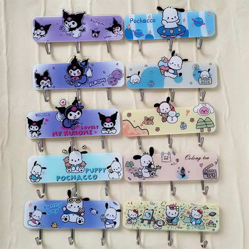 Kawaii Sanrio Hook Pochacco Kuromi Cartoon Anime Cute Student Dormitory Bedroom Kitchen Wall Bull Hook Toys Girls Gifts