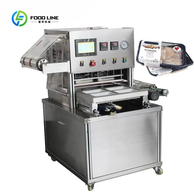 Customized MAP Food case Container Sealer/plastic Bowl Sealing Machine/Fillet Tray Sealer Machine for Steak Fish Fillet Seafood