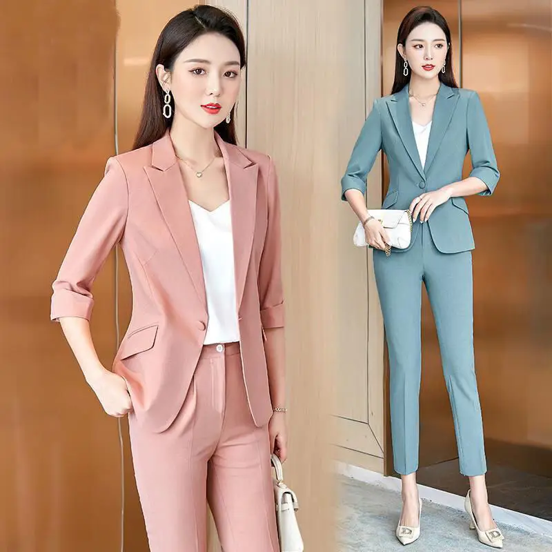 2022 sommer Neue Elegante frauen Hosen Anzug Mantel Lässig Jacke Weste Hose Drei Stück Set Weibliche Trainingsanzug Büro Blazer