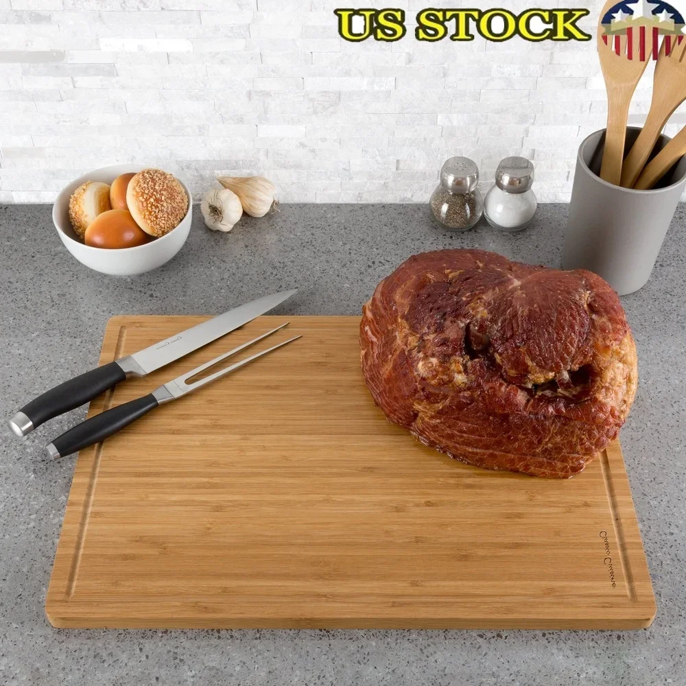 Tagliere in bambù extra large Coltello spesso Amichevole antimicrobica Antibatterico Preparazione della cucina Scanalatura per succo Alimenti ecologici