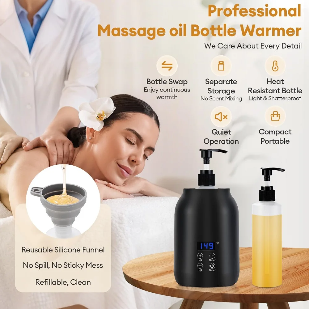 Essential Oil Heater LED Display Temperature Adjust Single Massage Oil Bottle Warmer Massage Oil Heater