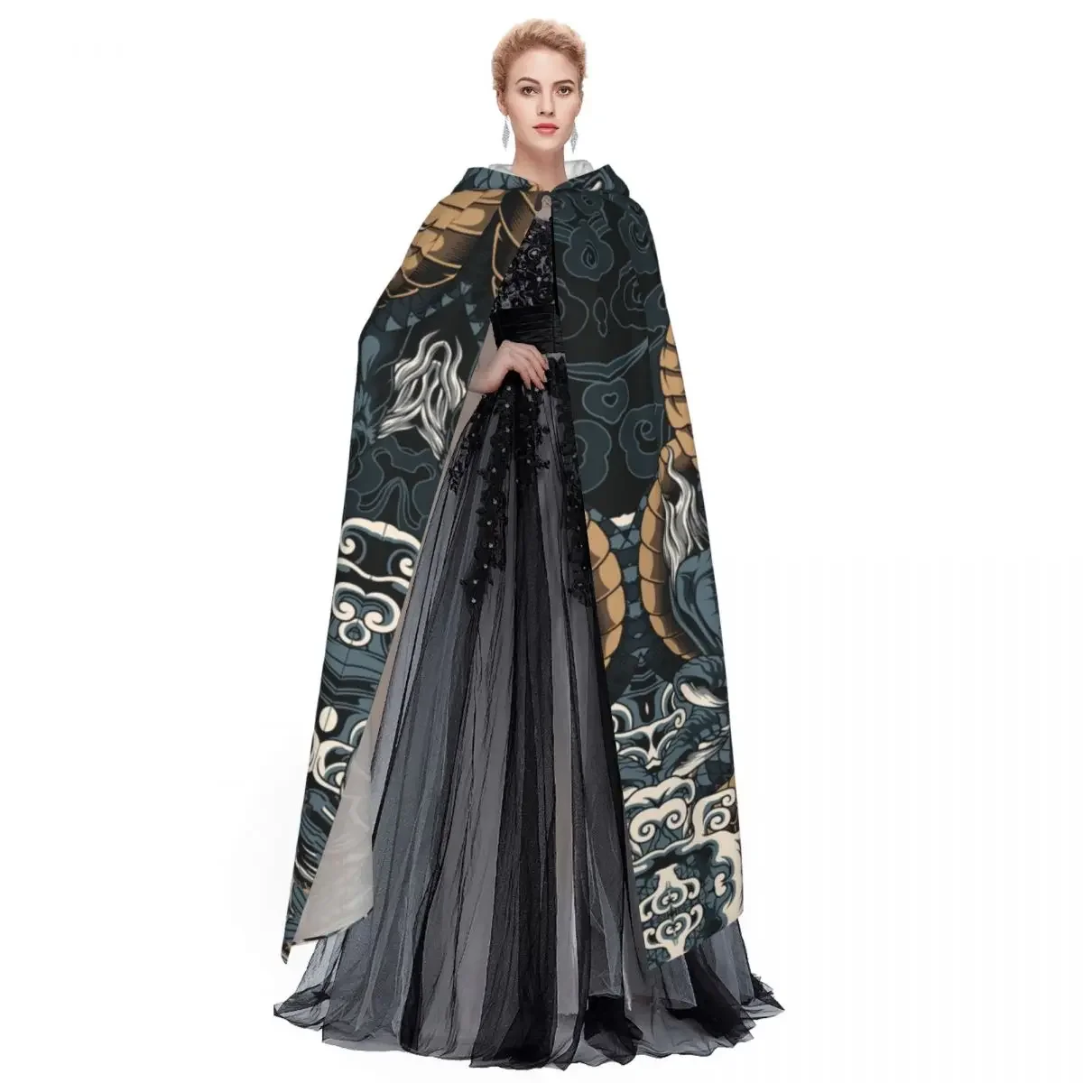 Dragon Print Polyester Unisex Heks Cape Kostuum Accessoire