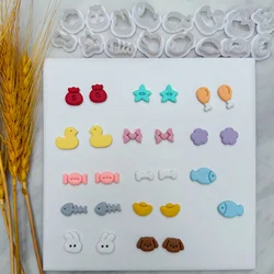Small Bow Duck Candy Fish Starfish Rabbit Shape Polymer Clay Cutters Earrings Pendant Jewelry Embossing Mold DIY Cutting Molds