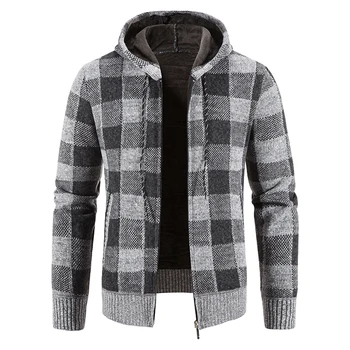Cardigan chaud à carreaux pour hommes, pulls d'hiver, pulls décontractés, manteaux de sourire masculin, coupe couvertes, taille 4XL, nouveau