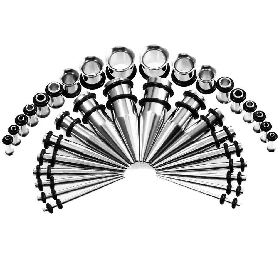 36pcs/Lot Punk Ear Stretching Kit Tapers Plugs Eyelets 316L Stainless Steel Tapers and Plugs Expander Set Body Piercings
