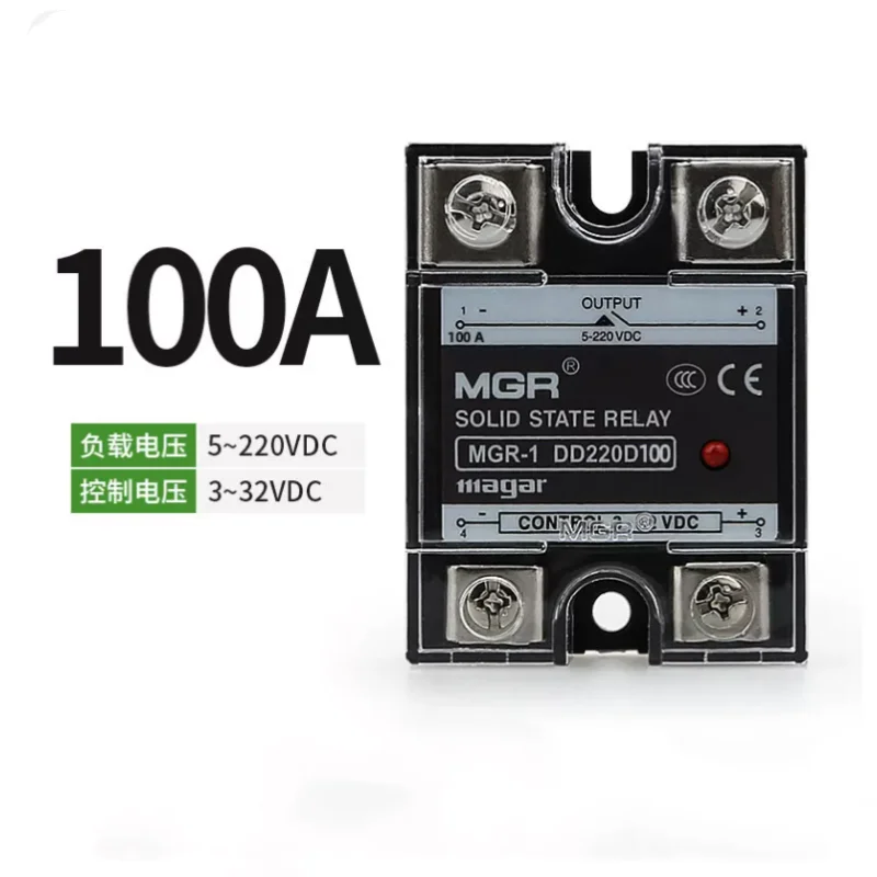 1PCS 100A Solid State Relay SSR DC-DC Input 3-32V DC Load 5-220VDC DD220D100