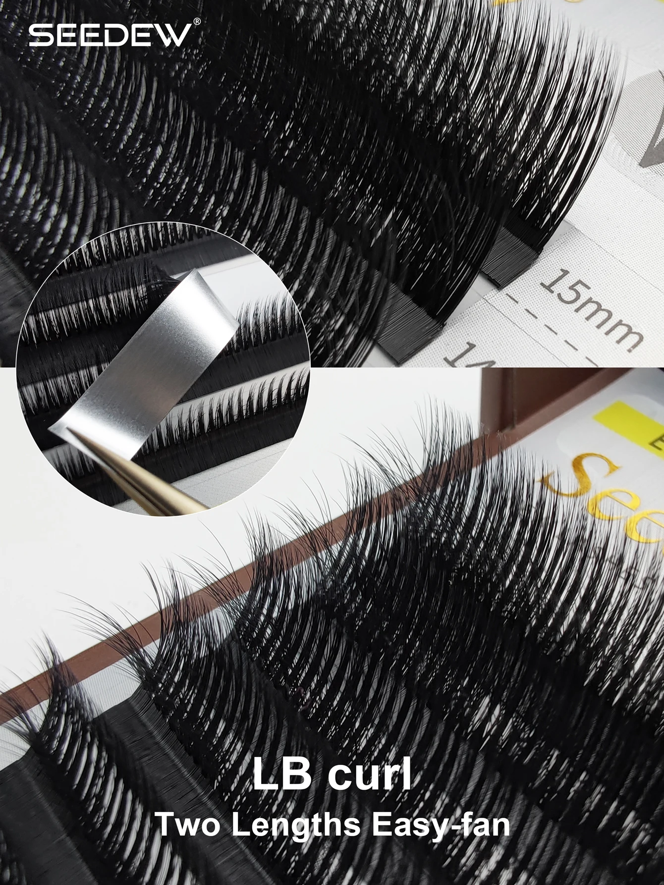 SEEDEW LB/LC Curl 5D Mehrschichtige Kamelien-Wimpernverlängerungen Flauschige und Voluminöse 5D Manga-Wimpern Volumenfächer Einzelwimpern – Detail 1