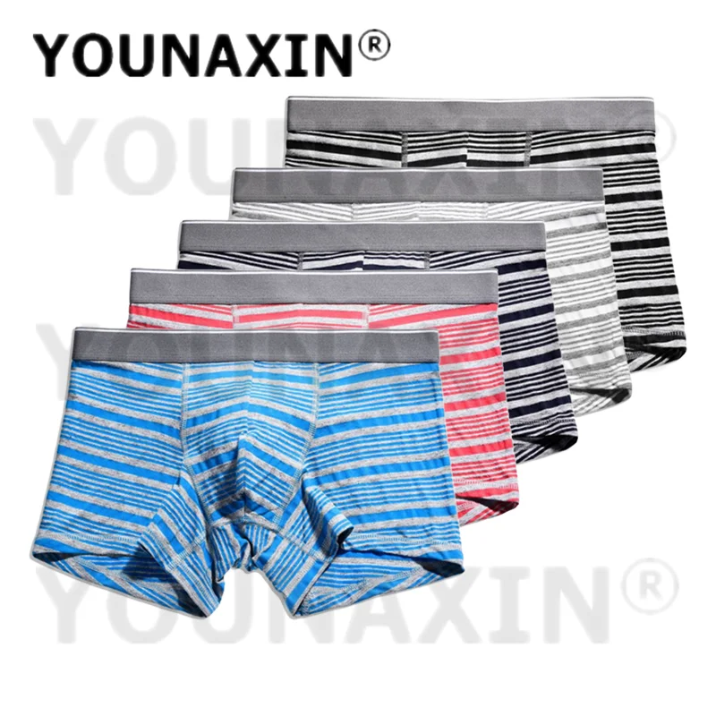 

5 Pcs Men Large Size Boxers Briefs Panties Underpants Undies Knickers Big Underwear Lingerie Stripe Shorts M L XL 2XL 3XL 4XL