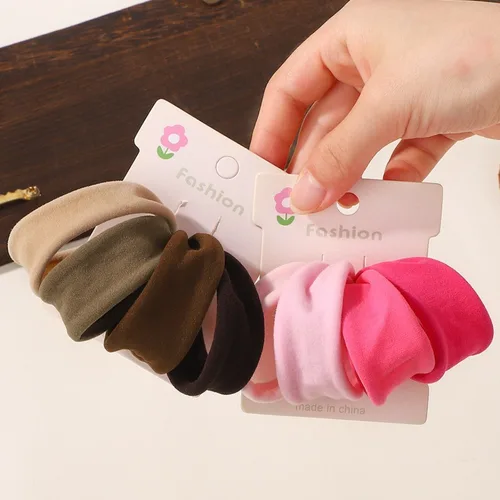 Imagen 2 del producto 4 unids/set de coleteros elásticos de nailon anchos y suaves para el cabello para mujeres y niñas, coleteros a la moda, lazos de goma, accesorios para el cabello