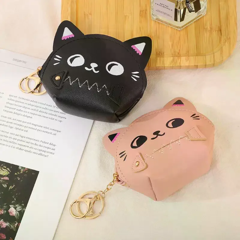 

Cute Cartoon Cat Coin Bag Portable Earphone Storage Bag Small Square Bags Money Change Pouch Keychain Pendant