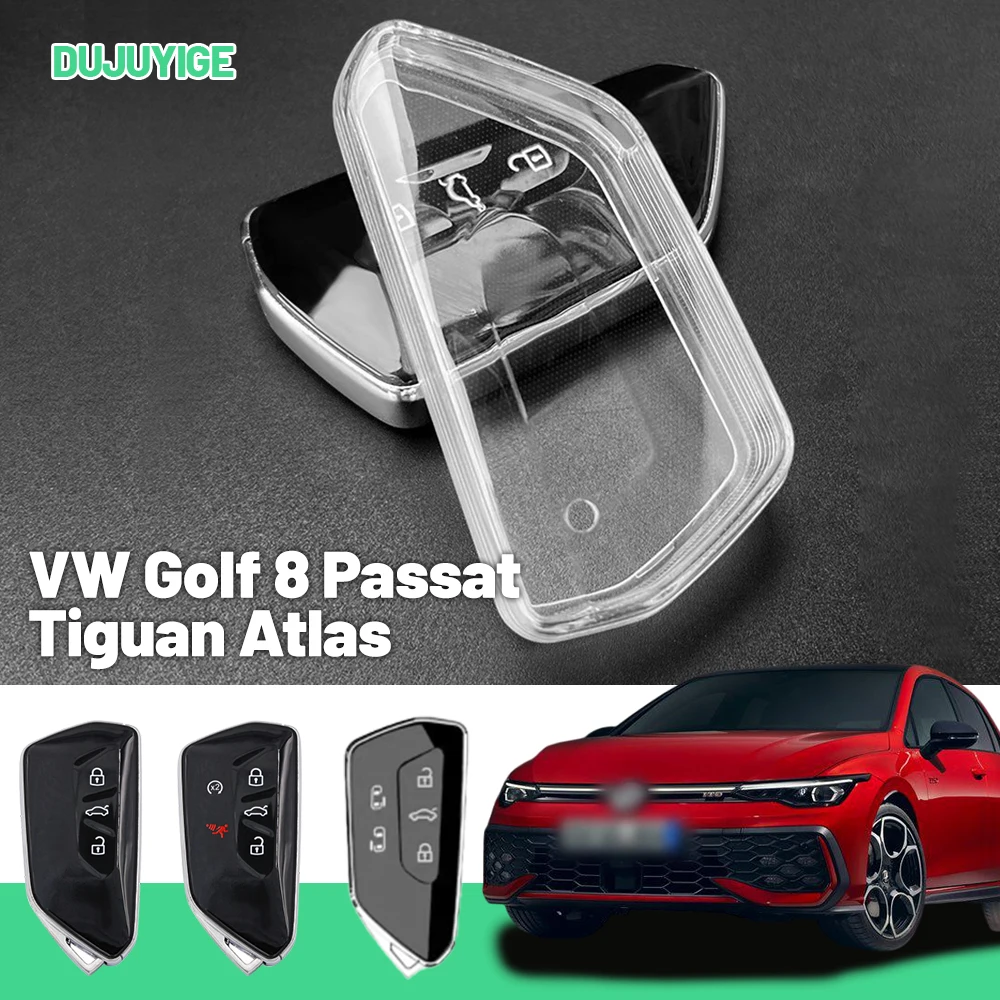 

Прозрачный чехол для ключей из TPU для VW Golf 8, Passat, Tiguan, Atlas, Transporter, защитный чехол для брелока, аксессуары для авто