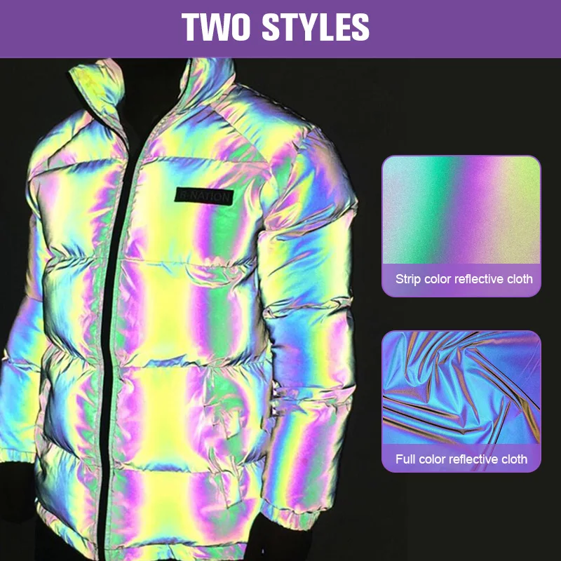 100*140cm Rainbow Light Reflective Stretch Fabric Gradient Windbreaker Diy Decor Jacket Coat Clothes Designer Fabric