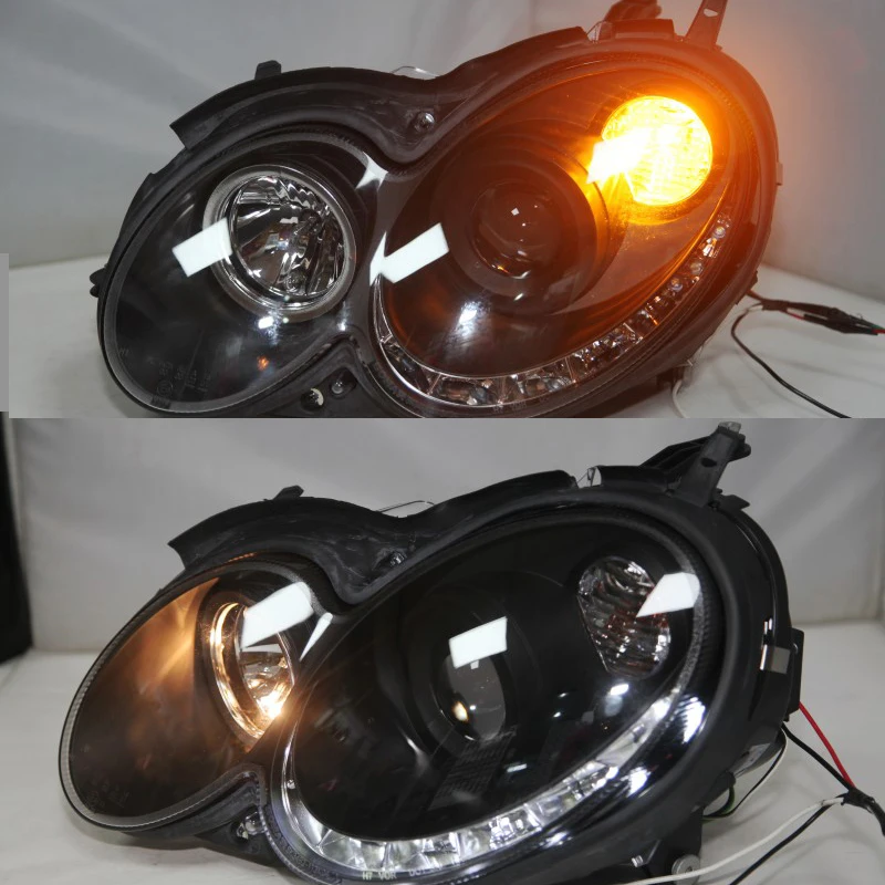 For Mercedes-Benz CLK W209 LED Head Light Non Angel Eyes 2004-2009 SN Black Housing