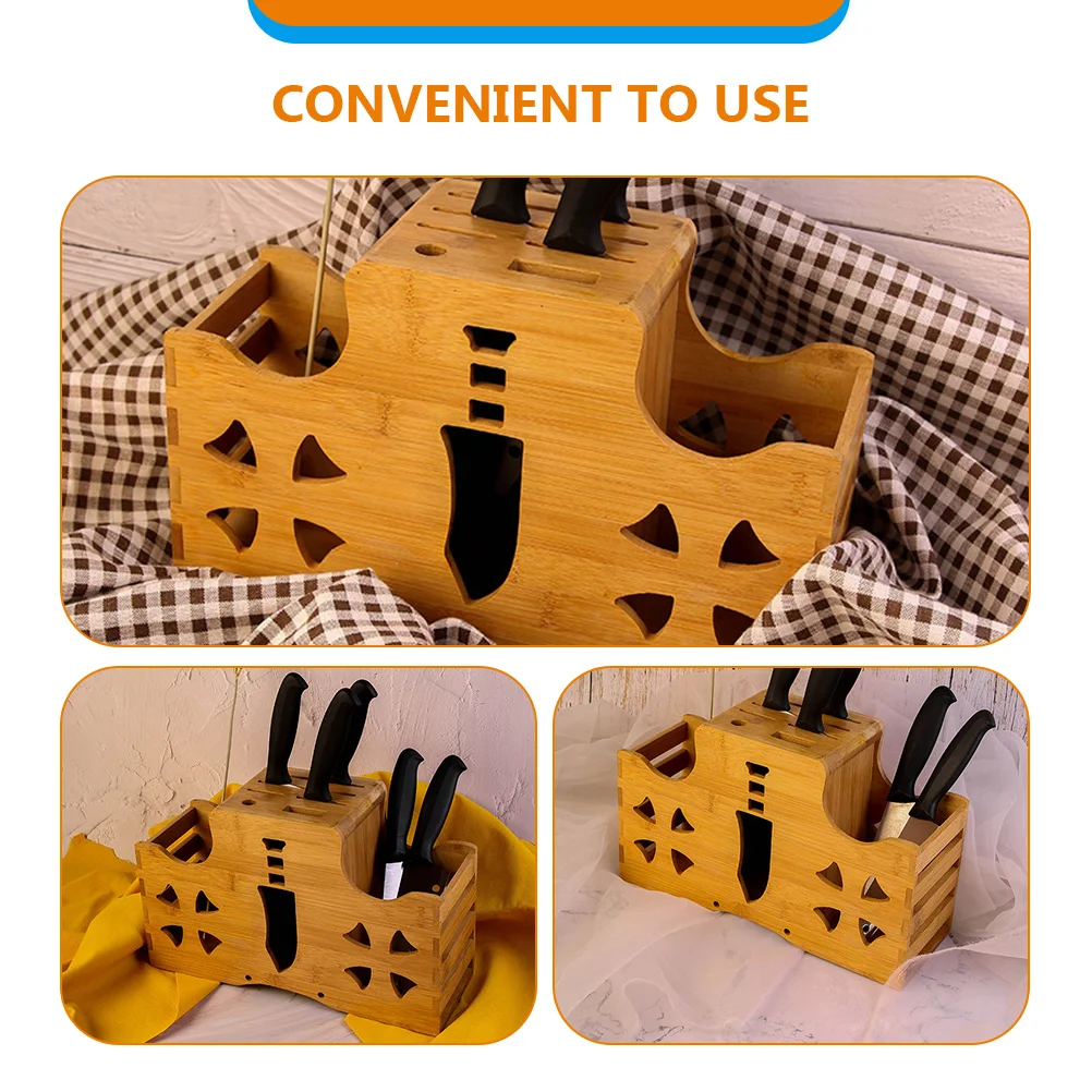 

Household Bamboo Holder Kitchen Utensil Storage Rack Scissor Draining Stand Multi Function Kitchenware Organizer