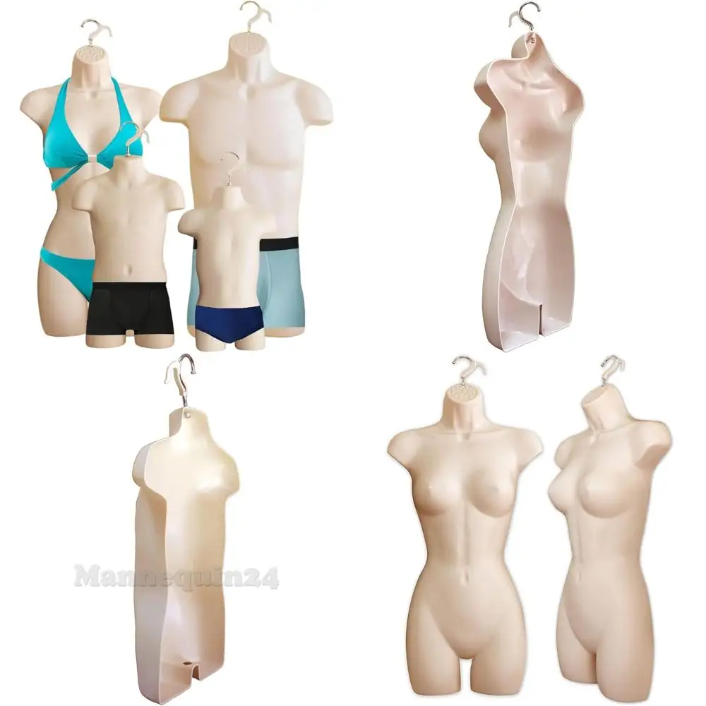 

Universal Hanging Mannequin Set for T-Shirt Displays, Suitable for Male, Female, Child, and Toddler, S-M Sizes, Hollow Back Plas