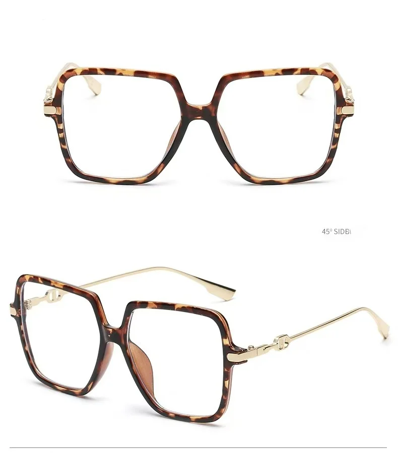 Fashion Oversized Square Eyewear Retro Womens Light Bloking Metal Frame Glasses Trend Optical Computer Eyeglasses image 6