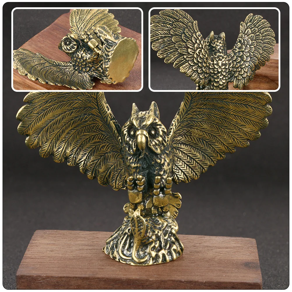 

Premium Brass Desktop Decor Golden Brass Owl Vintage Owl For Home Office Tea Room Exquisite Sculpture Ornament