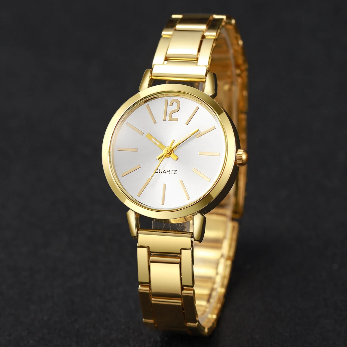 4pcs/Set Fashion Women\'s Steel Band Watch Minimalist Small Disc Quartz Watch Love Bracelet Set