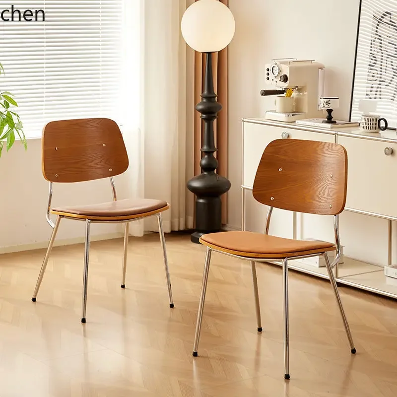 v1  Vintage Dining Chair Minimalist Retro Simple Home Dining Table Solid Wood Backrest Chair