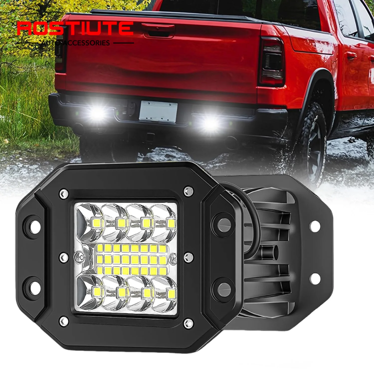 

2PCS Flush Mount LED Pods Led Light Bar Spot Flood Combo LED Work Light Bright Off Road Backup Fog Lights for Truck ATV UTV4x4