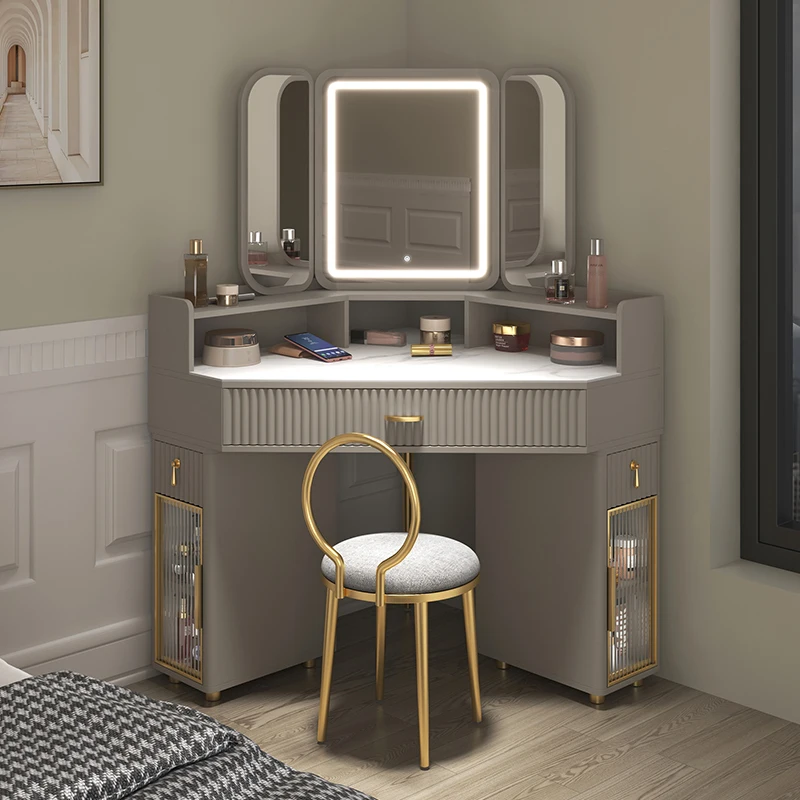 Kaishang Light Luxury Corner Dressing Table Storage Integrated Bedroom Modern Simple Triangle Makeup Table Large