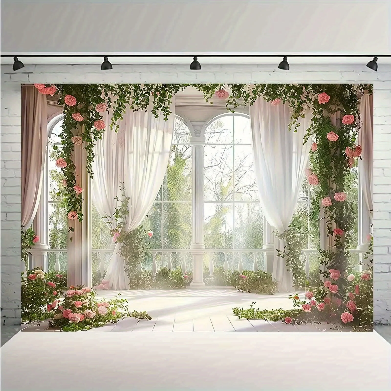 1pc fond de photographie château de roses et jardin de forêt-convient aux mariages, anniversaires, cabines photo à usages multiples
