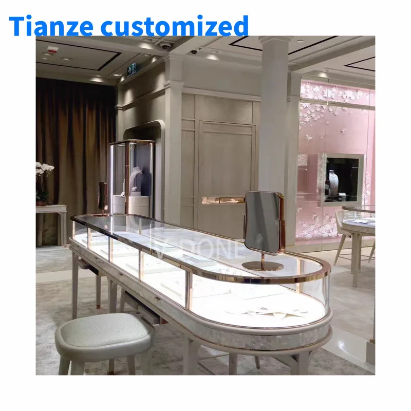 

[Customized]High End Luxury Jewelry Store Display Showcase And Counter Jewellery Shop Interior Design With Lights Jewelry