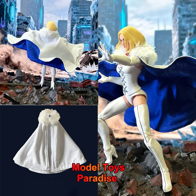 

(No Figure) DIY 1/12 Scale Female Soldier White Queen White Fur Collar Hanging Neck Cloak Model Cape Fit 6inch Action Figure
