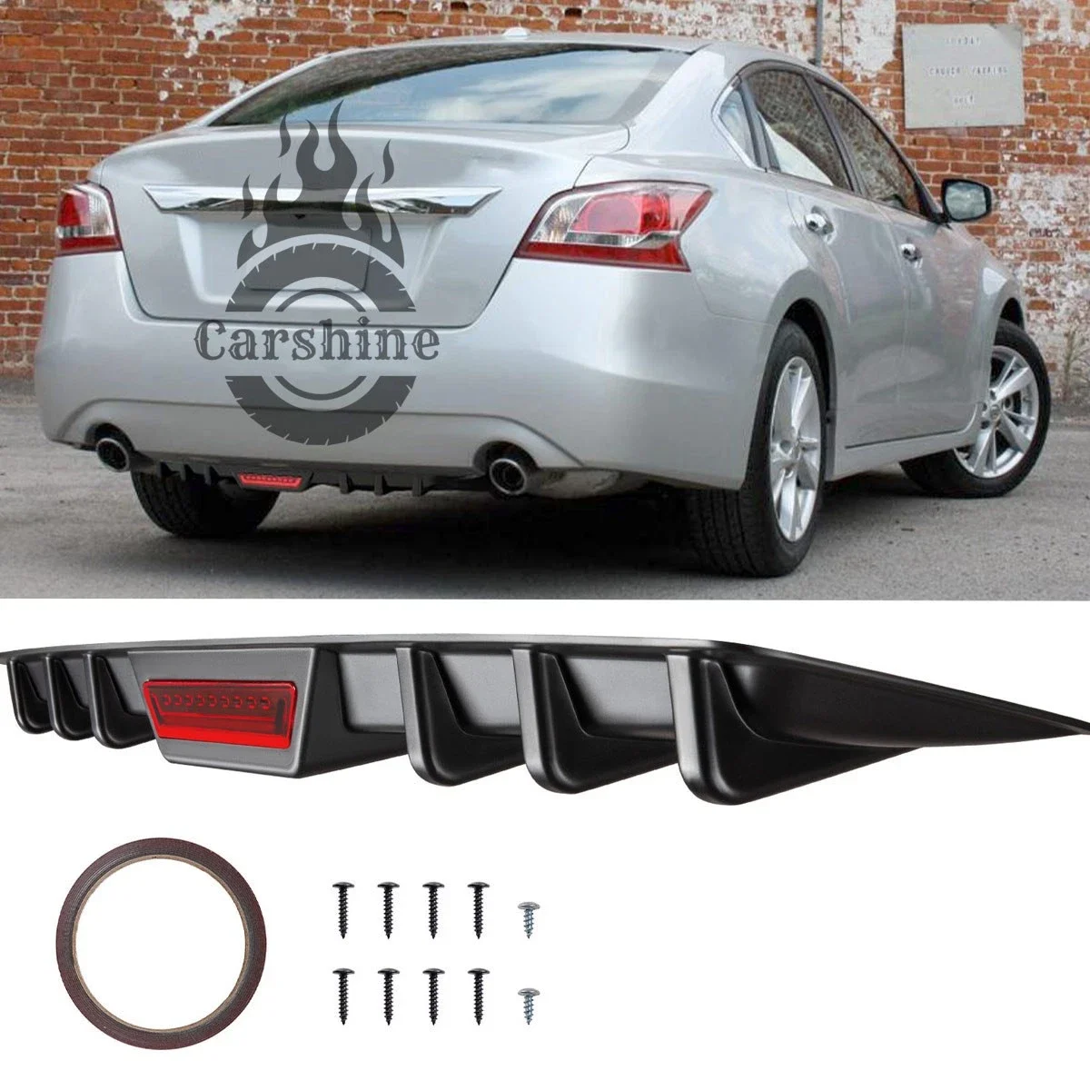 

Rear Bumper Diffuser Shark Fins Splitter Spoiler For 2013 Nissan Altima Black