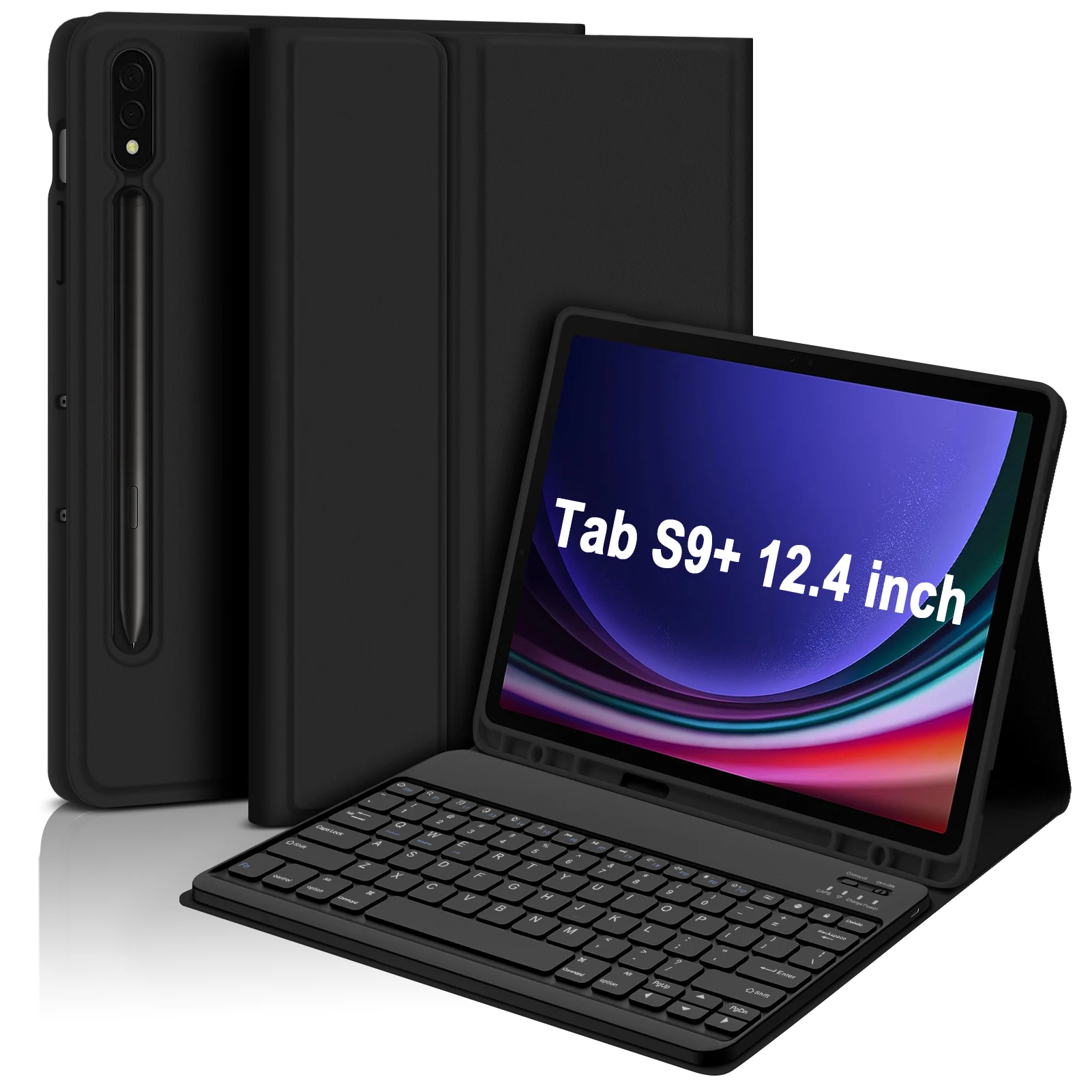 

For Samsung Galaxy Tab S9 Plus 12.4 inch 2023 Keyboard Case with S Pen Holder S9+ Detachable Wireless Bluetooth Keyboard