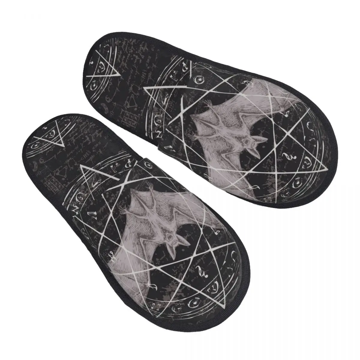 Indoor Witchcraft Magic Occult Alchemy Bat Warm Slippers Winter Home Plush Slippers Fashion Home Soft Fluffy Slippers