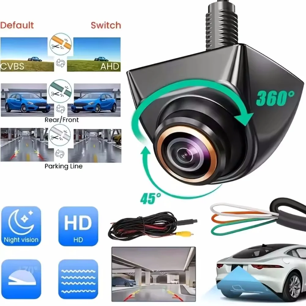 Car Rear View Camera CVBS AHD 720P 1080P HD Reversing Rear Camera 170° Wide Angle Night Vision Fisheye Len Car Reversing Camera